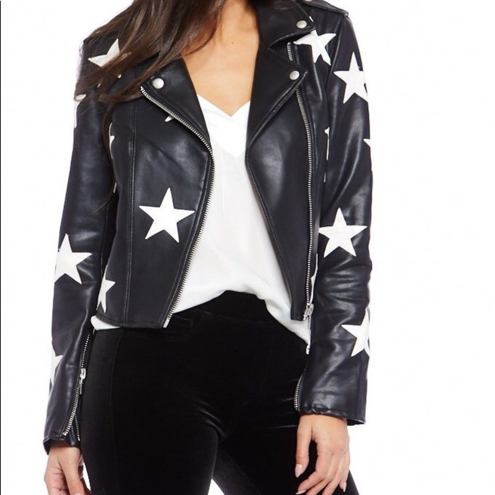 Blank NYC Star Faux Leather Jacket in Black Size S